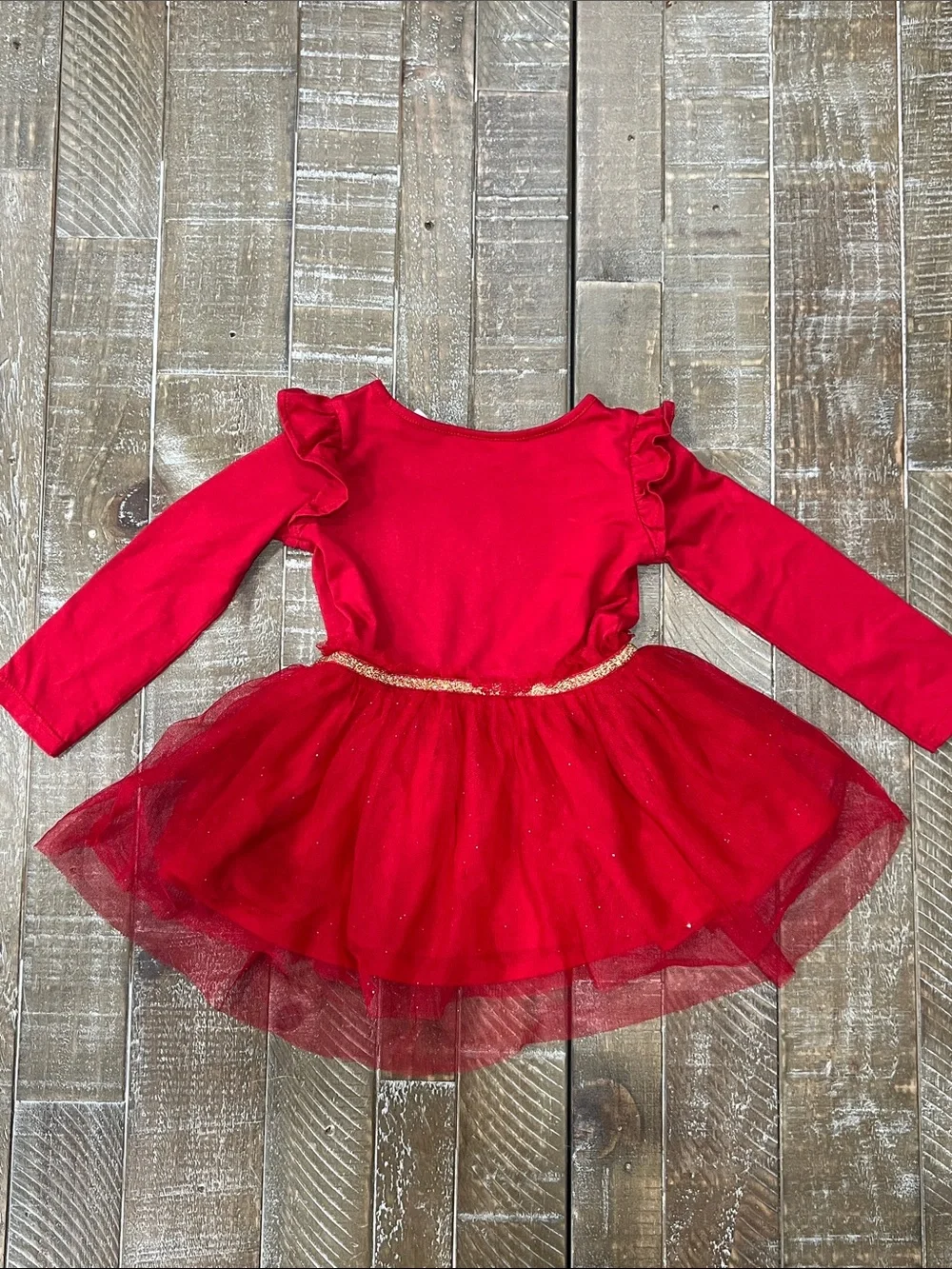 The Children's Place Red Long-Sleeve Tulle Heart Dress